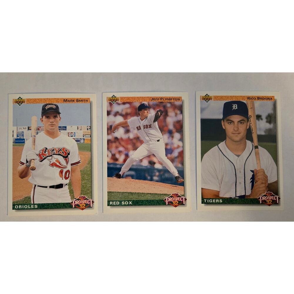 Lot of 3 Upper Deck 1992 Top Prospect Baseball Cards Smith Plympton Brogna